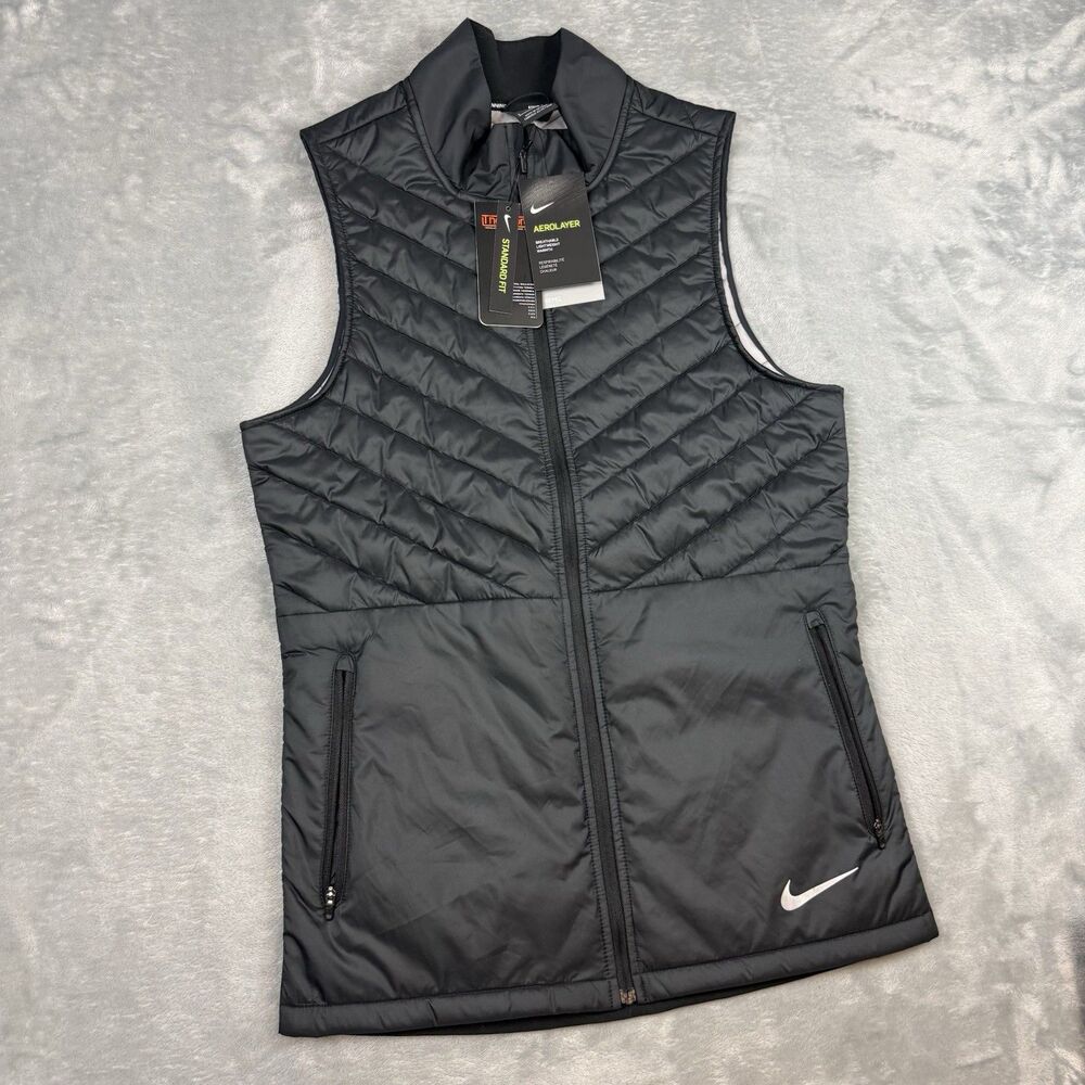 Nike AeroLayer Running Insulated Vest Black Thermaore Repel NWT Men’s Small